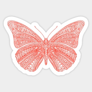 Butterfly design created using line art - red version Sticker